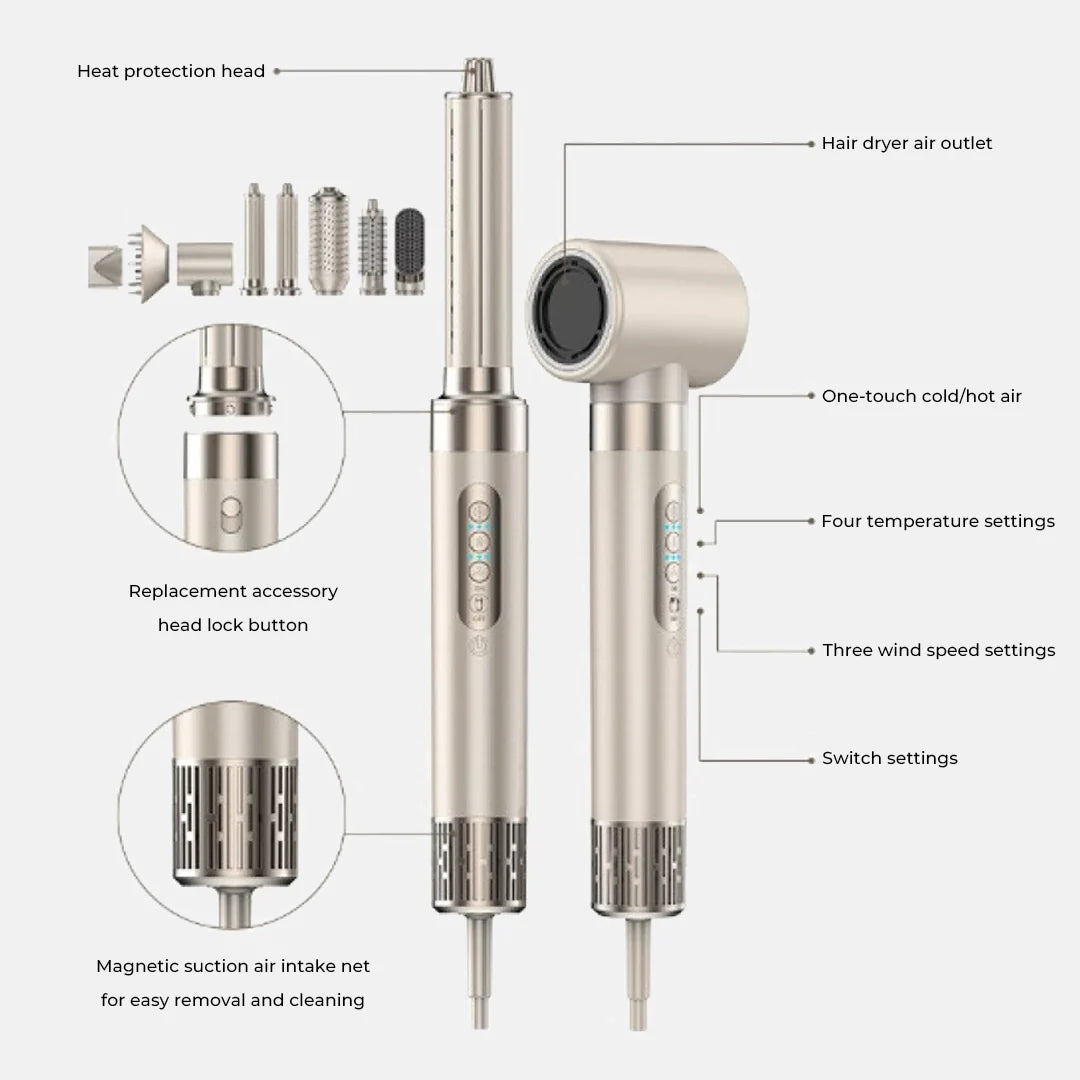 8-in-1 Professional Hot Air Hair Styler & Blow Dryer Brush