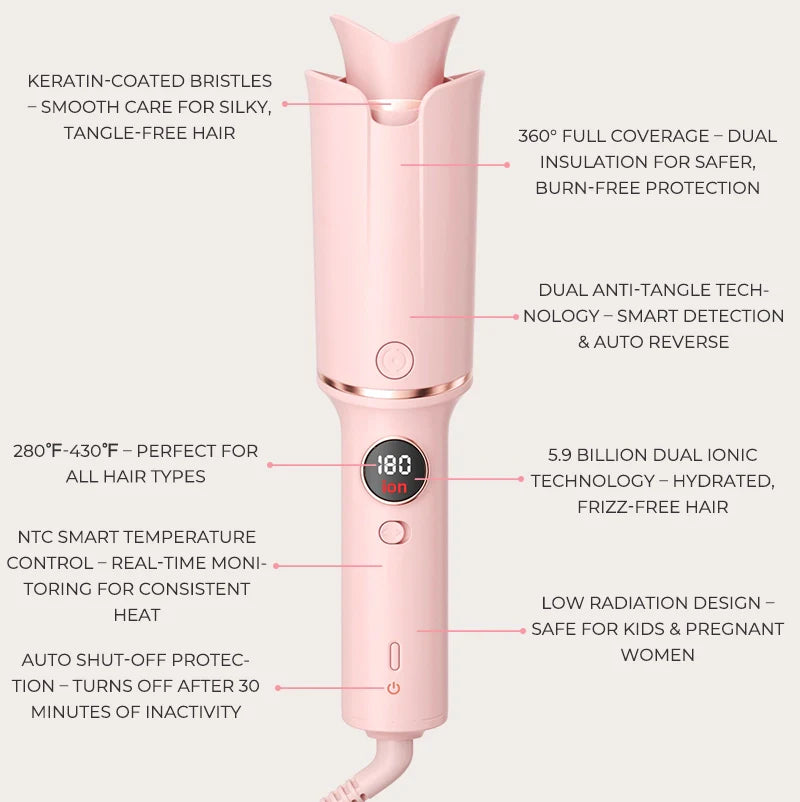 Smart Auto-Sensing Curling Iron with Ionic & Keratin Care