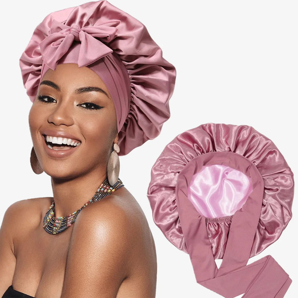 Double Layered Silk Satin hair cap