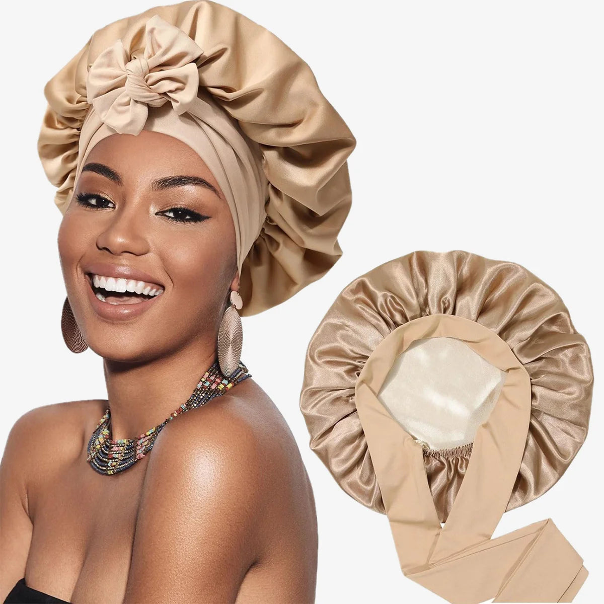 Double Layered Silk Satin hair cap