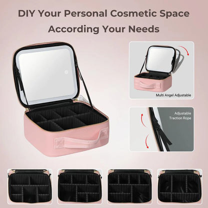 IUIBeauty 3-in-1 LED Vanity Makeup Bag with Mirror