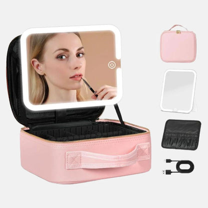 IUIBeauty 3-in-1 LED Vanity Makeup Bag with Mirror