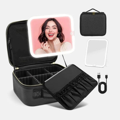 IUIBeauty 3-in-1 LED Vanity Makeup Bag with Mirror