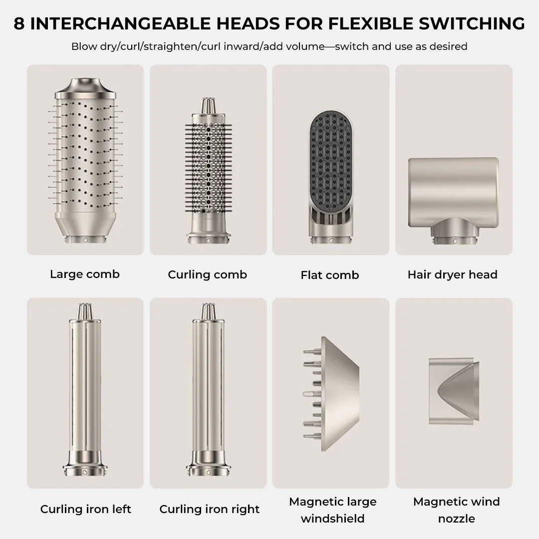 8-in-1 Professional Hot Air Hair Styler & Blow Dryer Brush