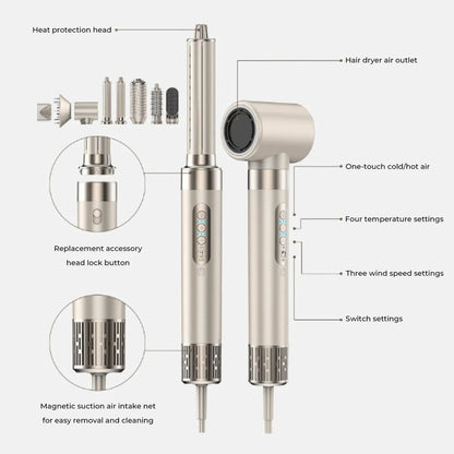 8-in-1 Professional Hot Air Hair Styler & Blow Dryer Brush