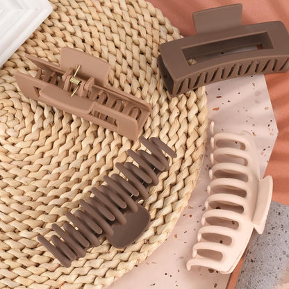 8 Pcs Matte Hair Claw Clips Set – 4 Shark Jaw Clips & 4 Square Claw Clips for Women