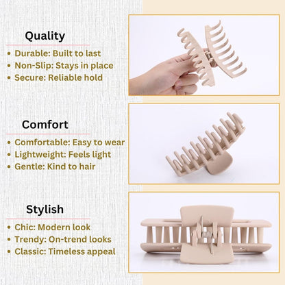 8 Pcs Matte Hair Claw Clips Set – 4 Shark Jaw Clips & 4 Square Claw Clips for Women