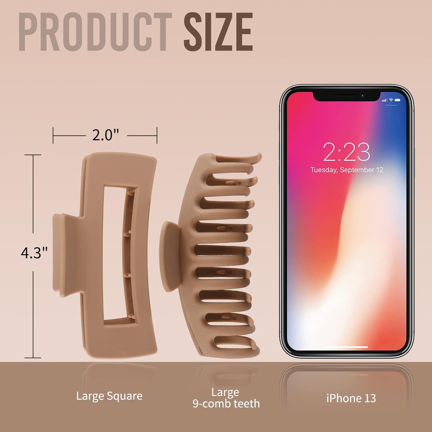 8 Pcs Matte Hair Claw Clips Set – 4 Shark Jaw Clips & 4 Square Claw Clips for Women