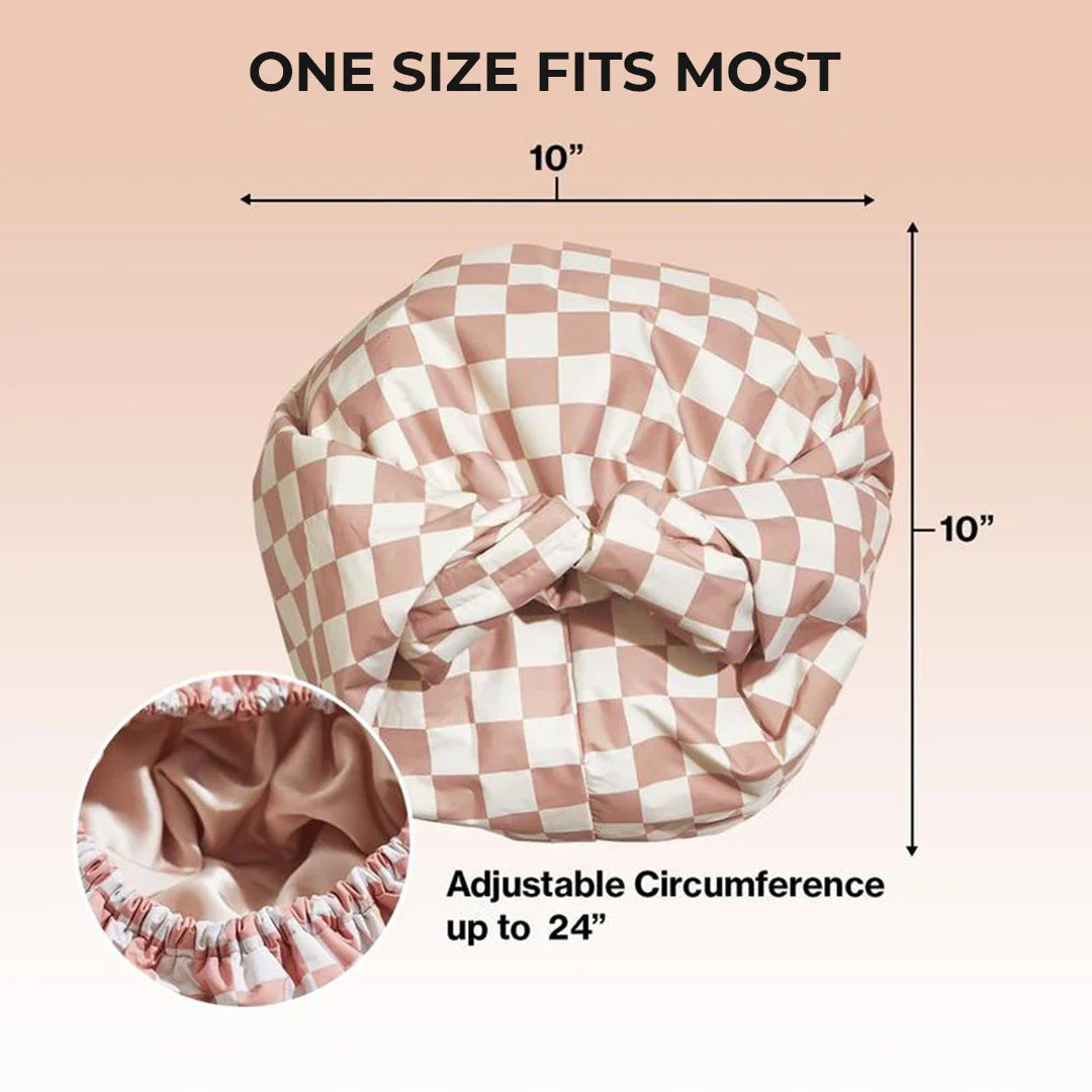 Women’s Luxury Waterproof Shower Cap with Satin Lining