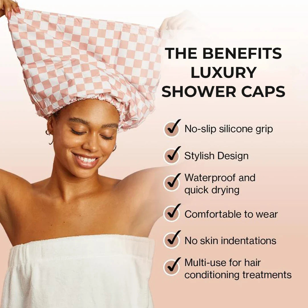Women’s Luxury Waterproof Shower Cap with Satin Lining