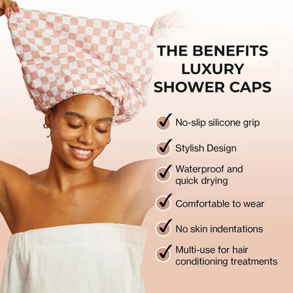 Women’s Luxury Waterproof Shower Cap with Satin Lining