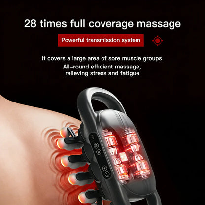 Adjustable Deep Tissue Massage Gun with 16 Heads, 30 Speeds & Red Light Therapy