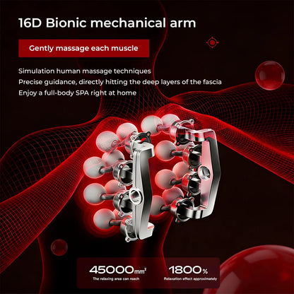 Adjustable Deep Tissue Massage Gun with 16 Heads, 30 Speeds & Red Light Therapy