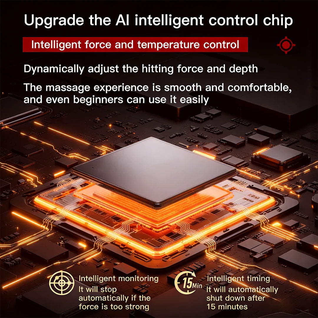 Adjustable Deep Tissue Massage Gun with 16 Heads, 30 Speeds & Red Light Therapy