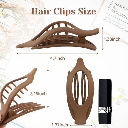 French Concord Hair Clips - 6Pcs Side Slide Volume Clips for Women Girls, Strong Hold No Slip Grip, Thick or Thin Hair (Matte Finish, L:4.6 IN, W:1.97IN)