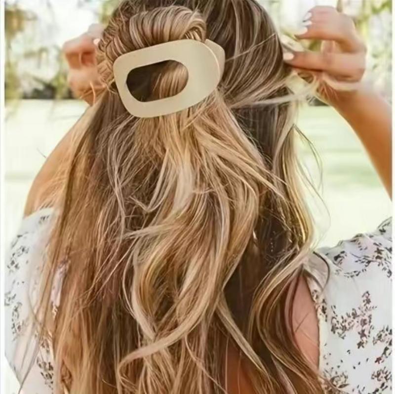 Solid Color Oval Acrylic Hair Clips – 4pc Minimalist No-Trace Set for Women