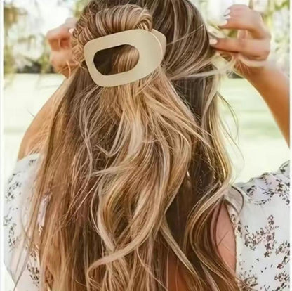 Solid Color Oval Acrylic Hair Clips – 4pc Minimalist No-Trace Set for Women